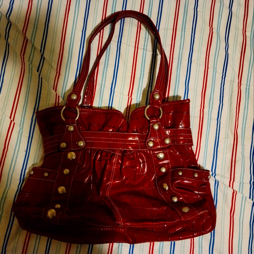 Deep Red Snake Print Purse
